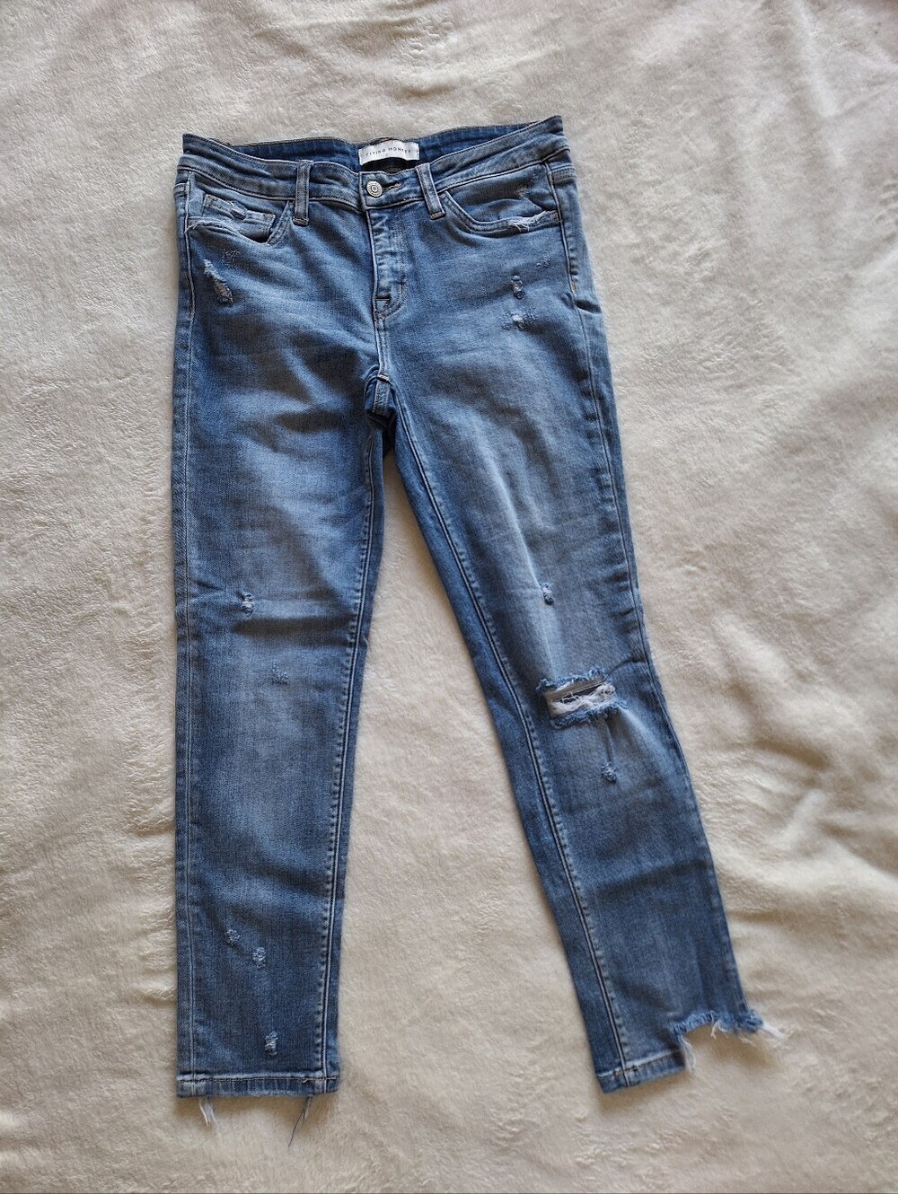Flying Monkey Distressed Raw Hem Skinny Ankle Jeans Size 28 Style Y2042